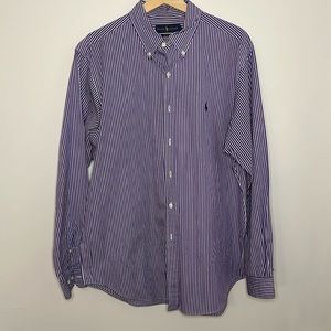 Ralph Lauren blue label button down shirt. Purple and White striped